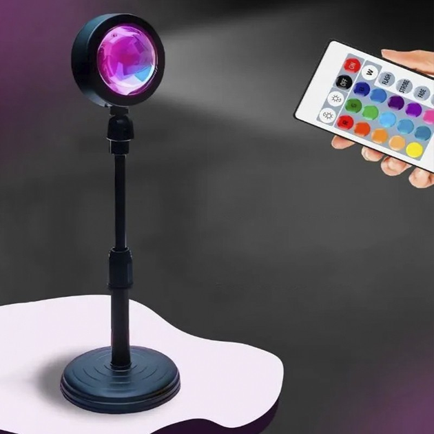 Светодиодная лампа RGB с проекцией заката солнца с пультом настольный ...