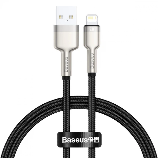 Кабель Baseus Cafule Metal Lightning 2.4A (2m) black - Фото 1 Кабель Baseus Cafule Metal Lightning 2.4A (2m) black - зображення 1