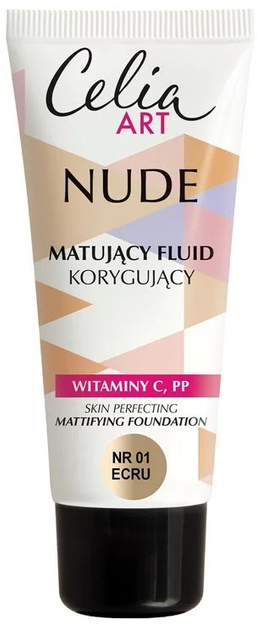 Podkład do twarzy Celia Art Nude matujący fluid korygujący 01 Ecru 30 ml (5900525021366) - obraz 1