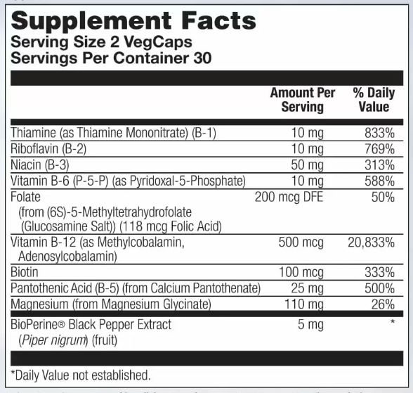 Комплекс от Стресса с Магнием и Витаминами Группы Б Stress B Magnesium Glycinate - 60 вег.капсул - изображение 3