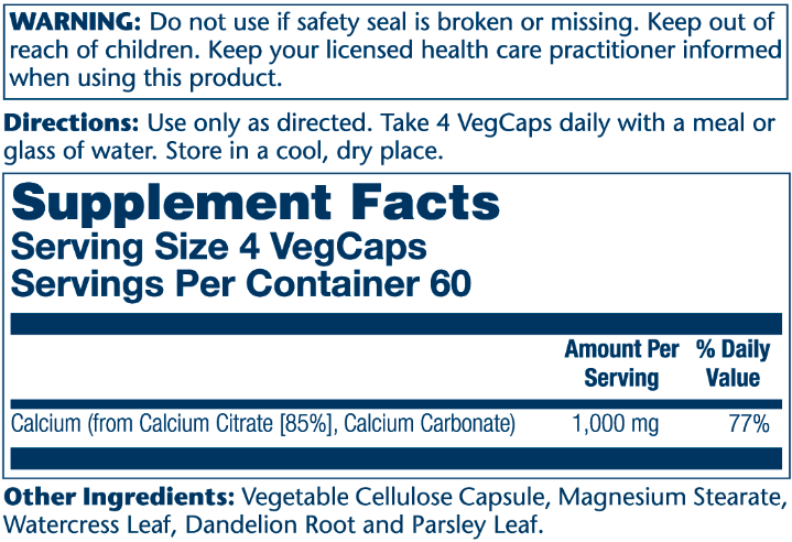 Добавка з кальцієм цитратом для кісток Calcium Citrate 1000mg - 240 vcaps - изображение 2