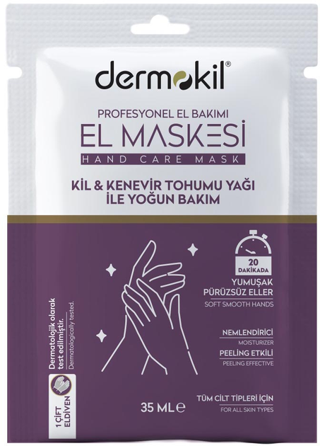 Маска для рук Dermokil Пілінг-маска Clay&Hemp Oil 35 мл (8697916008187) - зображення 1