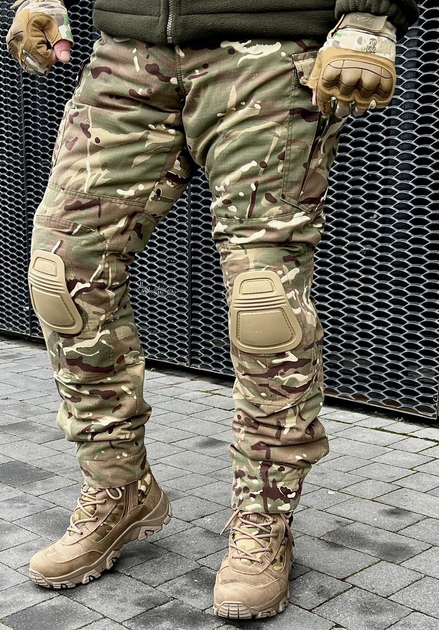 Штаны тактические мультикам зимние с наколенниками, военные штаны утепленные на синтепоне зимние multicam ЗСУ 52 - изображение 1
