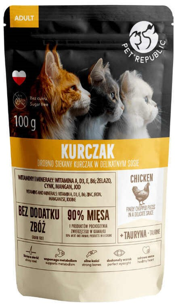 Mokra karma dla kotów Pet Republic Z kurczakiem 100 g (5904316130152) - obraz 1
