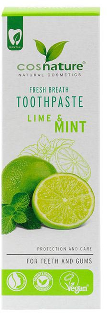 Pasta do zębów Cosnature Fresh Breath Toothpaste naturalna o smaku limonki i mięty 75 ml (4260370436571) - obraz 1