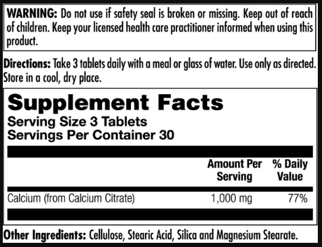Calcium Citrate 1000mg - 90 tabs кальцій цитрат 1000 мг для міцних кісток, зубів та кращого засвоєння кальцію - зображення 2