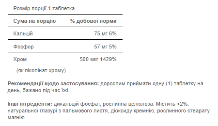 Пиколинат Хрома без дрожжей Chromium Picolinate 500мкг – 100 таб 074312125706 - изображение 2