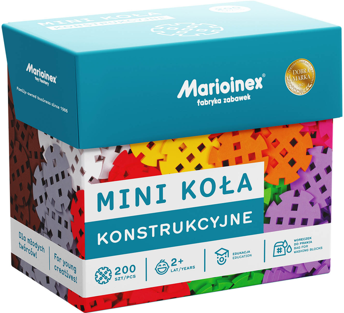 Klocki konstrukcyjne Marioinex Mini Waffle Kola konstrukcyjne 200 elementów (5903033904121) - obraz 1