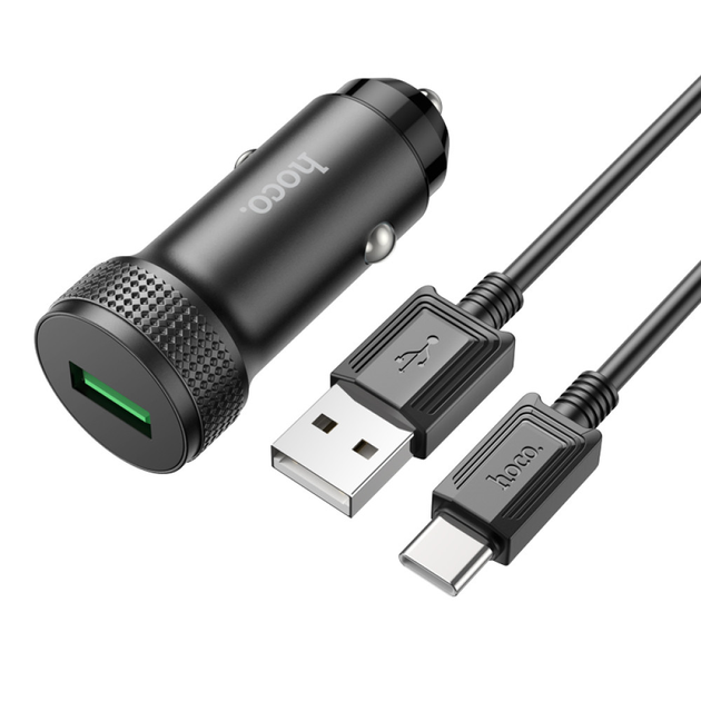 Зарядка в авто для телефона с быстрой зарядкой Hoco Z49A charger set ...