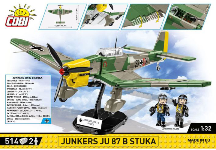 Klocki konstrukcyjne Cobi Historical Collection World War II Junkers JU 87B Stuka 514 elementów (5902251057305) - obraz 3