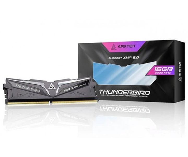 Пам'ять 16Gb DDR4, 3200 MHz, Arktek Thunderbird, Black, 16-18-18-38, 1.35V, с радиатором (AKD4S16P3200H) - изображение 3