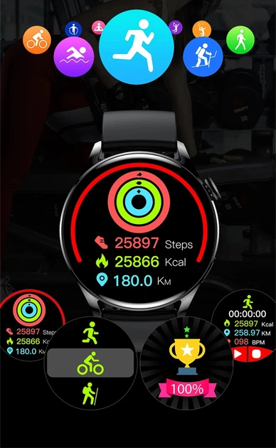 Смарт-часы Pk Gt3 Pro Smart Watch, Full Touch Amoled с защитой IP67, спортивные режимы, Черный - изображение 10
