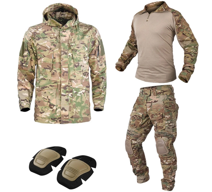 Тактический комплект военной одежды G3 Multicam, убакс+штаны с защитой, куртка M65 Мультикам р.2XL - изображение 1