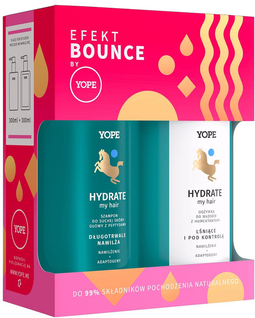 Набір Yope Hydrate My Hair шампунь для сухої шкіри голови з пептидами 300 мл + кондиціонер для волосся зі зволожувальними речовинами 300 мл (5903760205546) - зображення 1