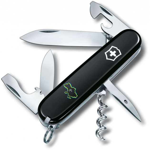 Ніж складаний 91 мм, 12 функцій Victorinox SPARTAN UKRAINE Чорний/Кордони України + Дім - зображення 1