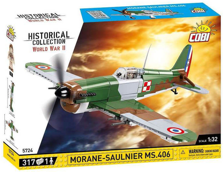 Klocki konstrukcyjne Cobi Historical Collection World War II Morane-Saulnier MS406 317 elementów (5902251057244) - obraz 1