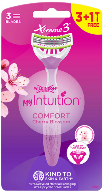 Набір бритв Wilkinson My Intuition Xtreme3 Comfort Cherry Blossom для жінок 4 шт (4027800318308) - зображення 1