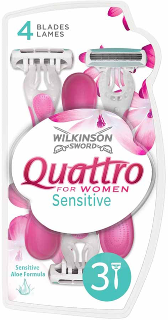 Набір для гоління Wilkinson Quattro For Women Sensitive для жінок 3 шт (4027800429103) - зображення 1