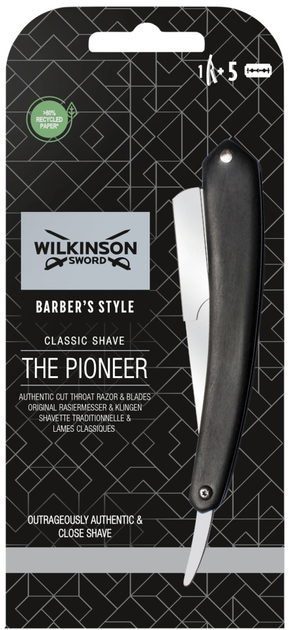 Brzytwa do golenia Wilkinson Sword Barber's Style The Pioneer + 5 żyletek (4027800211203) - obraz 1