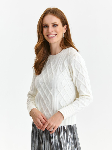 Sweter damski z perełkami Top Secret SSW3637BI 34 Biały (5903411539402) - obraz 1