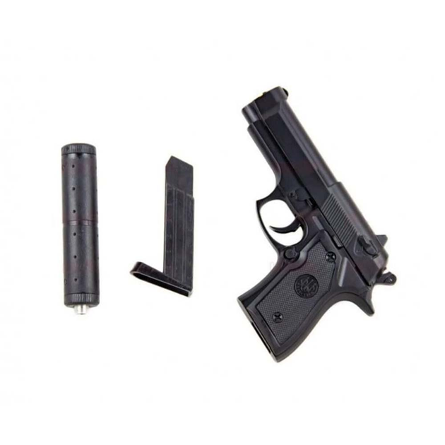 Детский пистолет Glock 19 27 см, металлический с глушителем на пульках Viоlеnt V1+ Черный - изображение 2