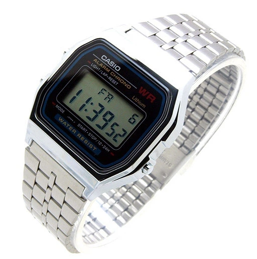 Наручные часы с будильником Casio A-159WA-N1DF Серебристые с черным - изображение 5