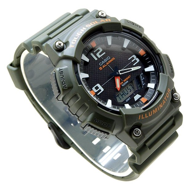Мужские наручные часы Casio AQ-S810W-3A представлены в зеленом цвете с черным циферблатом. - изображение 2