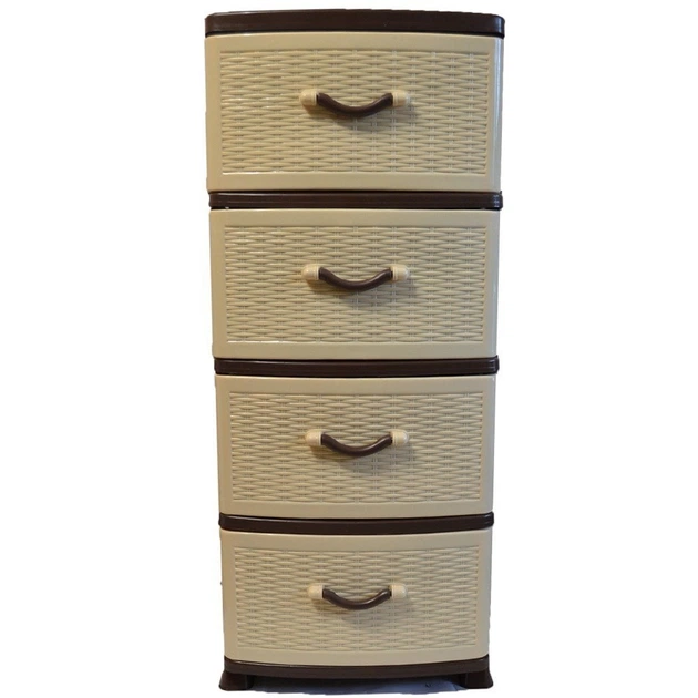 Комод пластиковий Efe Plastics 4 ящики 90х46х38, ротанг, бежевий - зображення 2