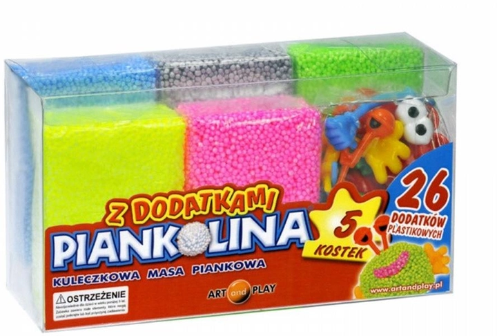 Набір для ліплення Art And Play Piankolina Кулькова маса з декоративними елементами, 5 кольорів (5901549031102) - зображення 1