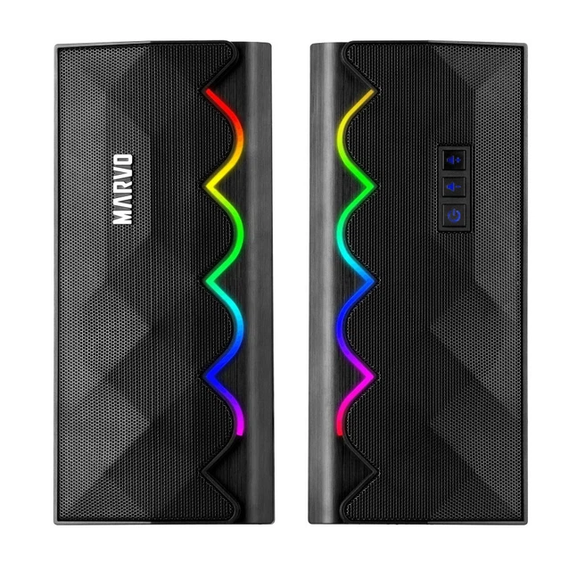 Игровые настольные компьютерные колонки Marvo SG-269 2.0 с подсветкой Multi-LED USB - изображение 4