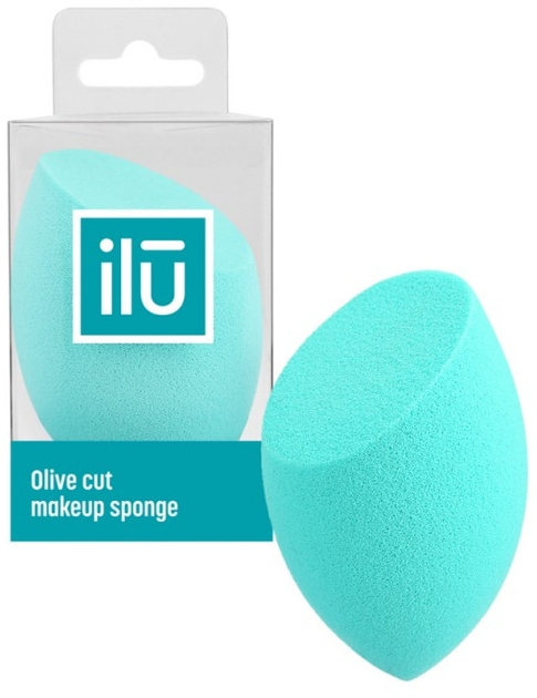 Спонж для макіяжу із плоским зрізом Ilu Sponge Olive Cut Turquoise Бірюзовий (5903018901152) - зображення 1