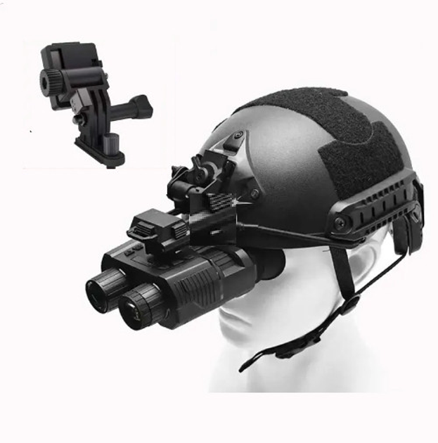 Прибор бинокуляр ночного видения NV8160 до 400м карта 64Гб с креплением на голову и шлем Черный (Kali) - изображение 2