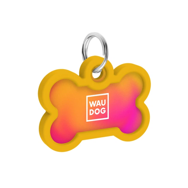 Адресник для собак и котов металлический WAUDOG Smart ID c QR паспортом "Градиент оранжевый", кость, Д 40 мм, Ш 28 мм (231-4035Collar) - изображение 4
