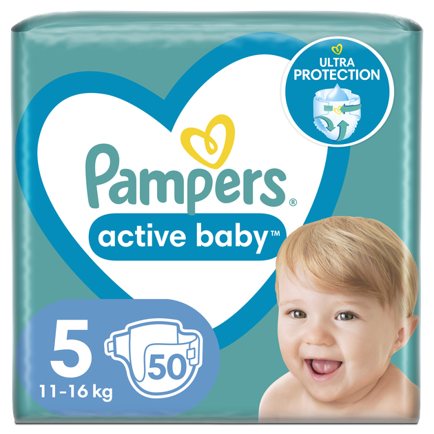 Pieluchy Pampers Active Baby Rozmiar 5 (11-16 kg) 50 szt (8006540032923) - obraz 1