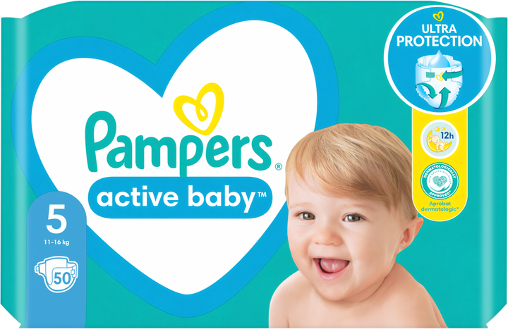 Подгузники Pampers Active Baby Размер 5 (11-16 кг) 50 шт (8006540032923) - Фото 4 Подгузники Pampers Active Baby Размер 5 (11-16 кг) 50 шт (8006540032923) - изображение 4