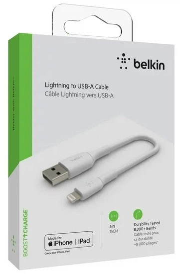 Кабель Belkin PVC USB - Lightning, 0.15 м White (CAA001BT0MWH) Білий 20340 - зображення 4