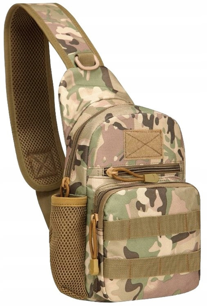 Тактична, армійська чоловіча сумка-слінг Survival мультикам Edibazzar 24х16х8 см Бежевий 000273288 - зображення 1