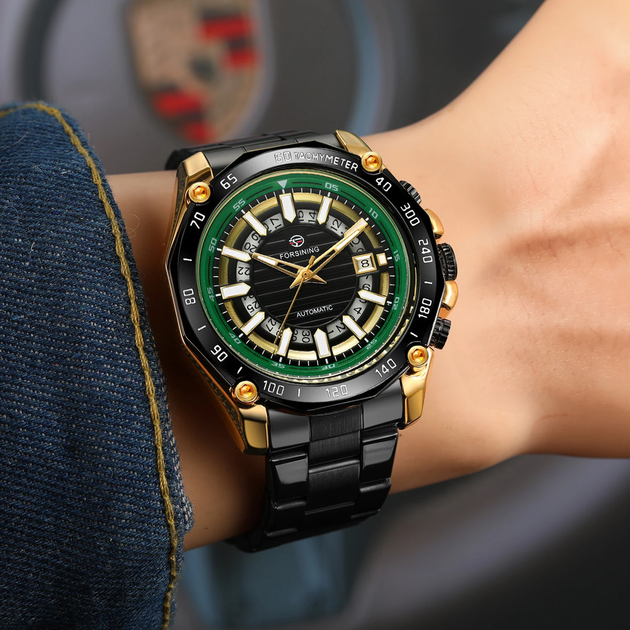 Мужские часы Forsining 8279 Black-Green - изображение 3