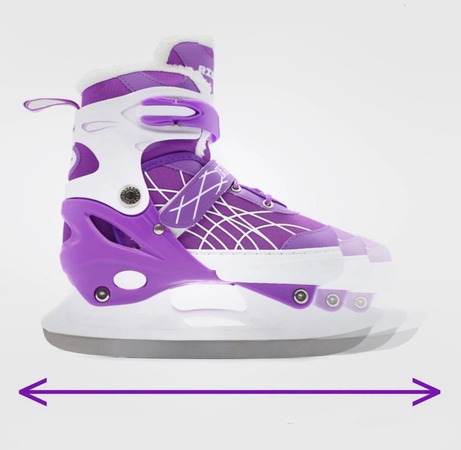 Коньки раздвижные ледовые Zelart Dingxing 023 размер 35-38 Purple-White - изображение 2