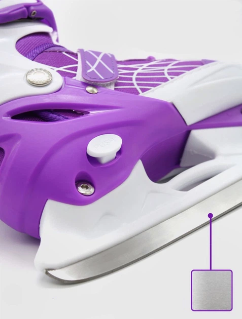 Коньки раздвижные ледовые Zelart Dingxing 023 размер 35-38 Purple-White - изображение 8