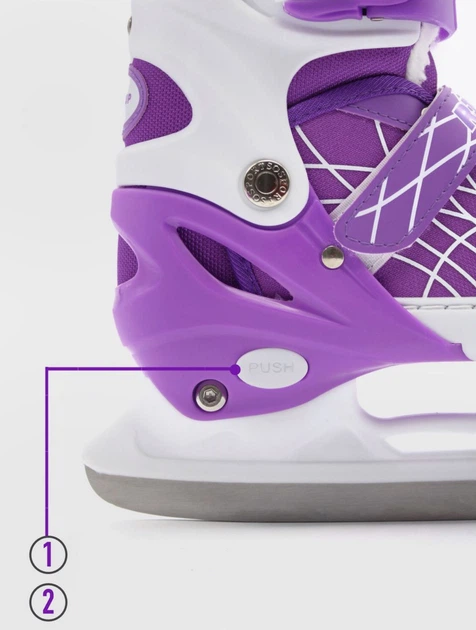 Коньки раздвижные ледовые Zelart Dingxing 023 размер 35-38 Purple-White - изображение 9