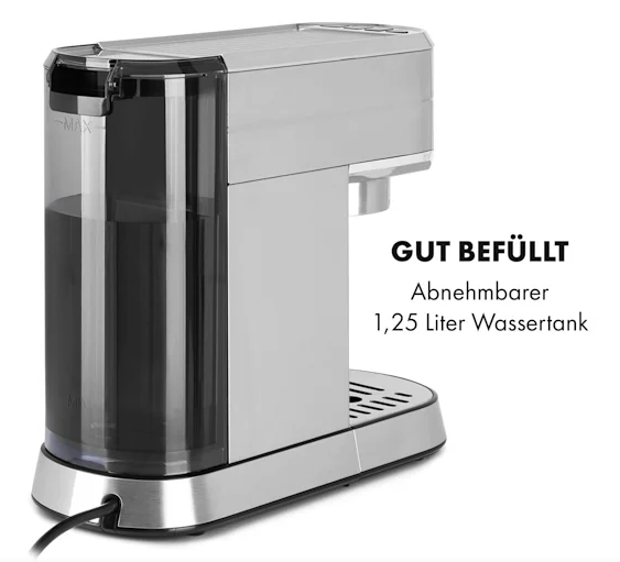 Кофеварка Klarstein Futura, 20 бар, 1450 Вт, резервуар для воды 1,25 л - изображение 5