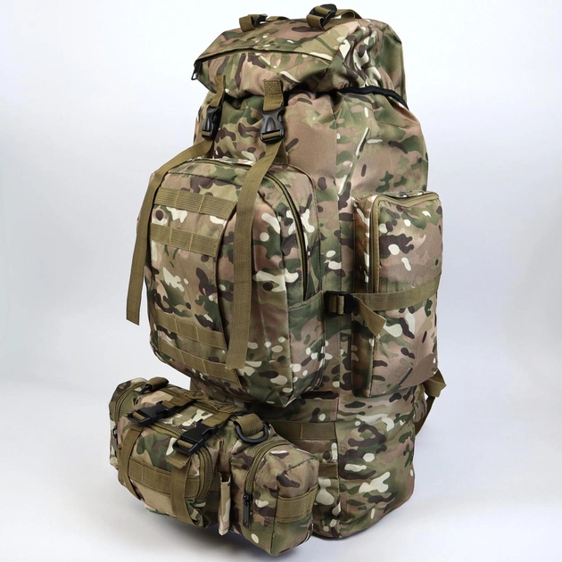 Рюкзак тактический 90л с сумкой-органайзером Oxford 800D Мультикам - изображение 2