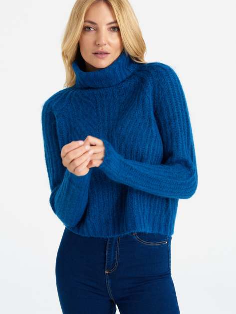 Sweter z golfem damski ciepły Greenpoint SWE6020034W2235M00 XS Niebieski (5903245346788) - obraz 3