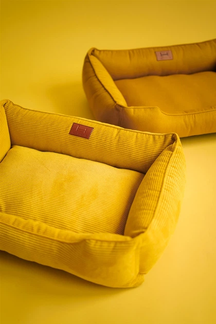 Лежак для животных Harley and Cho Dreamer Yellow Velvet L 90x60 см (3103435_HC) - изображение 4