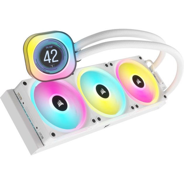 Система водяного охолодження Corsair iCUE Link H150i LCD RGB Liquid CPU Cooler White (CW-9061010-WW) - зображення 1