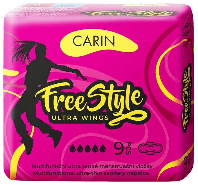 Podpaski higieniczne Carin Freestyle Ultra Wings 9 szt (8594004302038) - obraz 1
