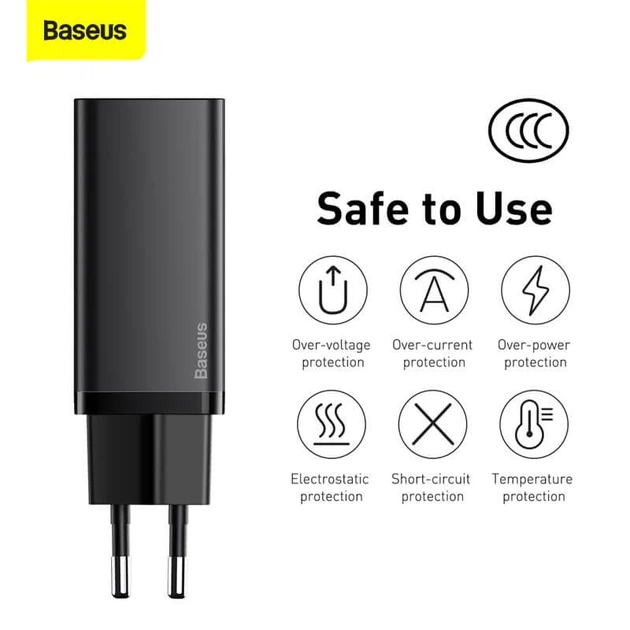 Зарядное устройство BASEUS GaN2 Lite Quick Charger 2 порта USB + Type-C 65W (CCGAN2L-B01) черное - Фото 6 Зарядное устройство BASEUS GaN2 Lite Quick Charger 2 порта USB + Type-C 65W (CCGAN2L-B01) черное - изображение 6