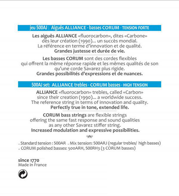 Струны для классической гитары Savarez Corum Alliance 500AJ High ...