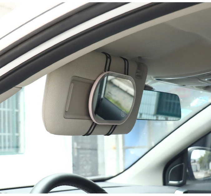 Зеркало на козырёк автомобиля JX538, от USB, с LED подсветкой